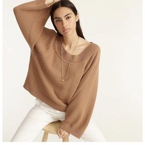 j.crew relaxed-sleeve boatneck sweater in brown size large
